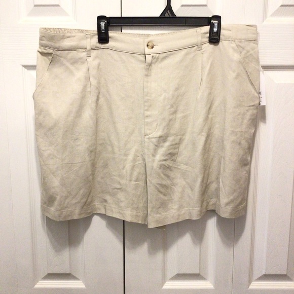 Time And Tru Womens Plus Size Beige Linen Blend Pleated 5” Shorts Size XXXL (22) - Picture 3 of 10